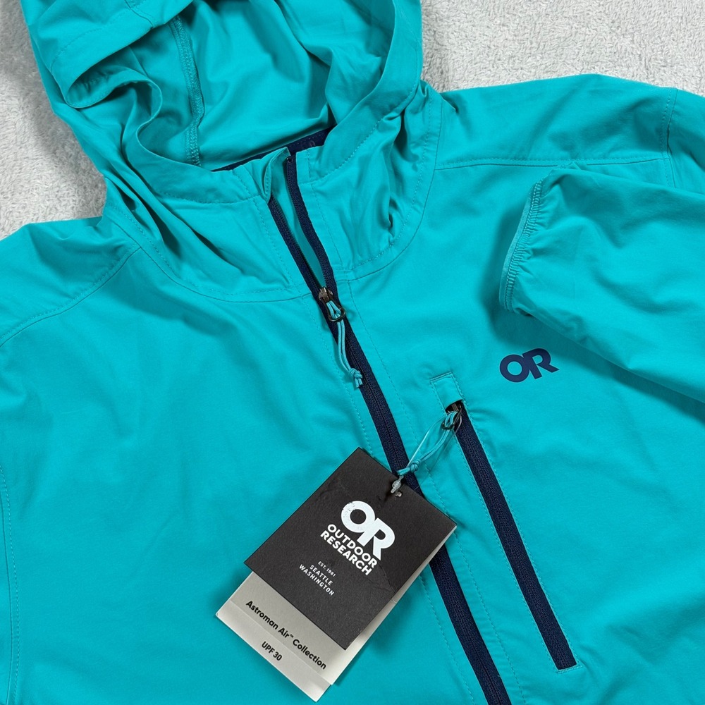 Outdoor Research Astroman Air Sun Hoodie Cortez Blue Mens Medium  UPF 30